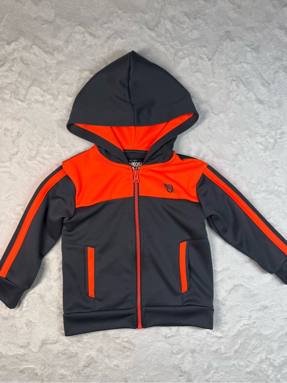 OshKosh B'gosh Black & Bright Orange Hooded Zip Sweatshirt